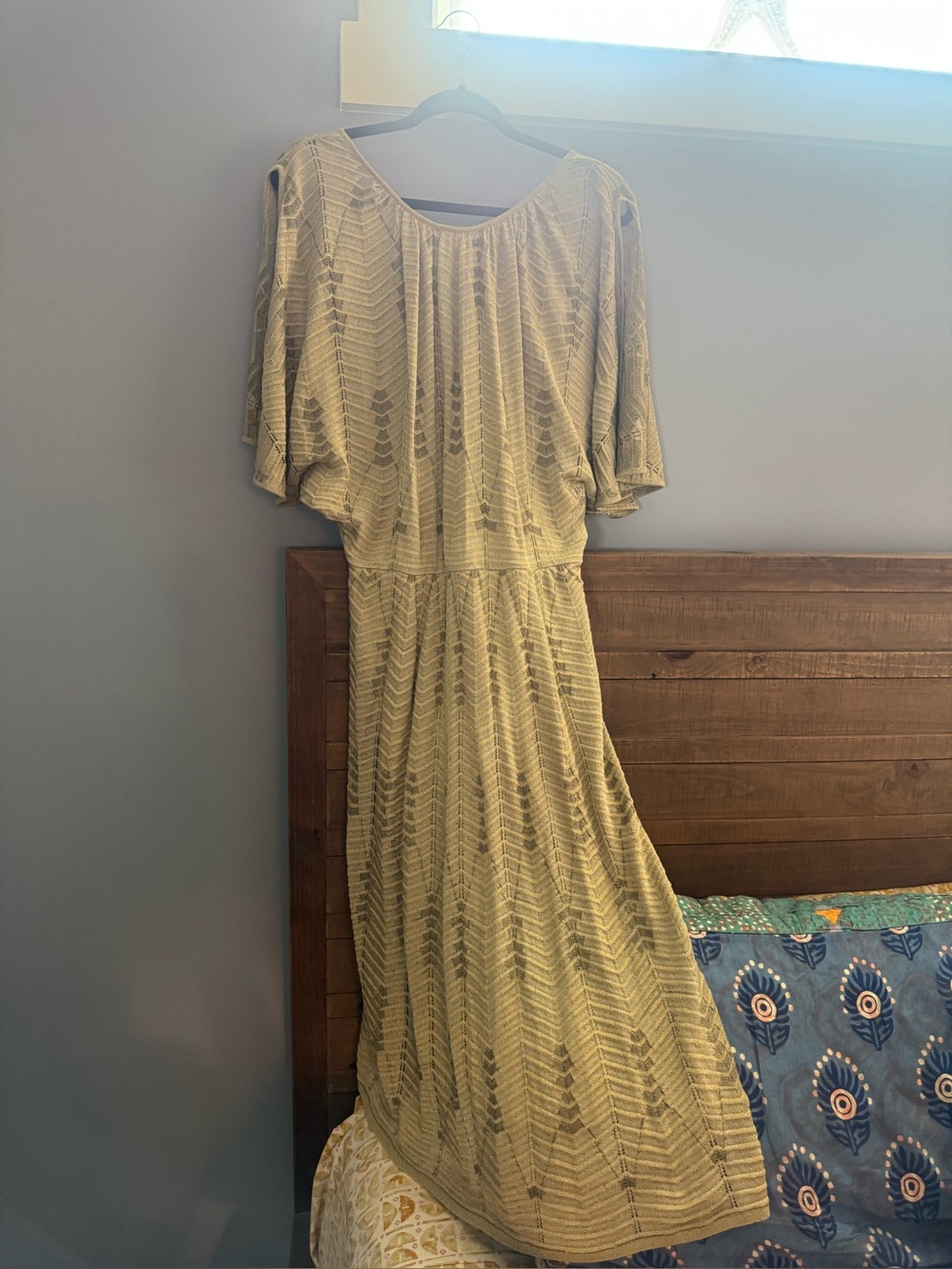 Missoni Dress Jacquard Light Olive Patterned Flutter Sleeve Midi Dress